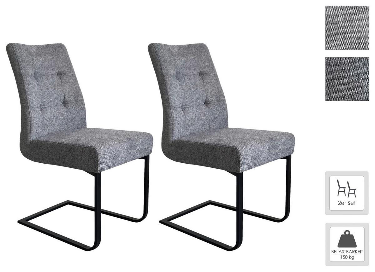 Schwingstuhl-Set Marlen XXL Dunkelgrau/Schwarz B: 47 cm - Dunkelgrau/Schwarz, LIFESTYLE, Textil/Metall (47/96/62cm) - MID.YOU