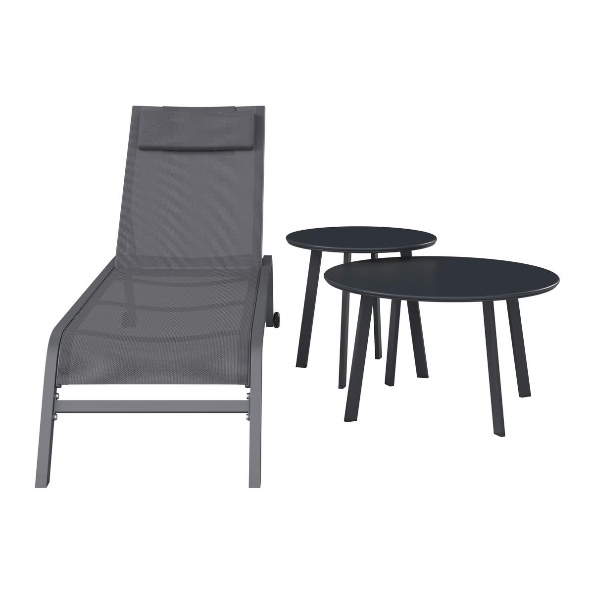 Sonnenliege Olivia Metall/Textil mit Rollen - Grau, MODERN, Textil/Metall (198/62/34-87cm) - Luca Bessoni