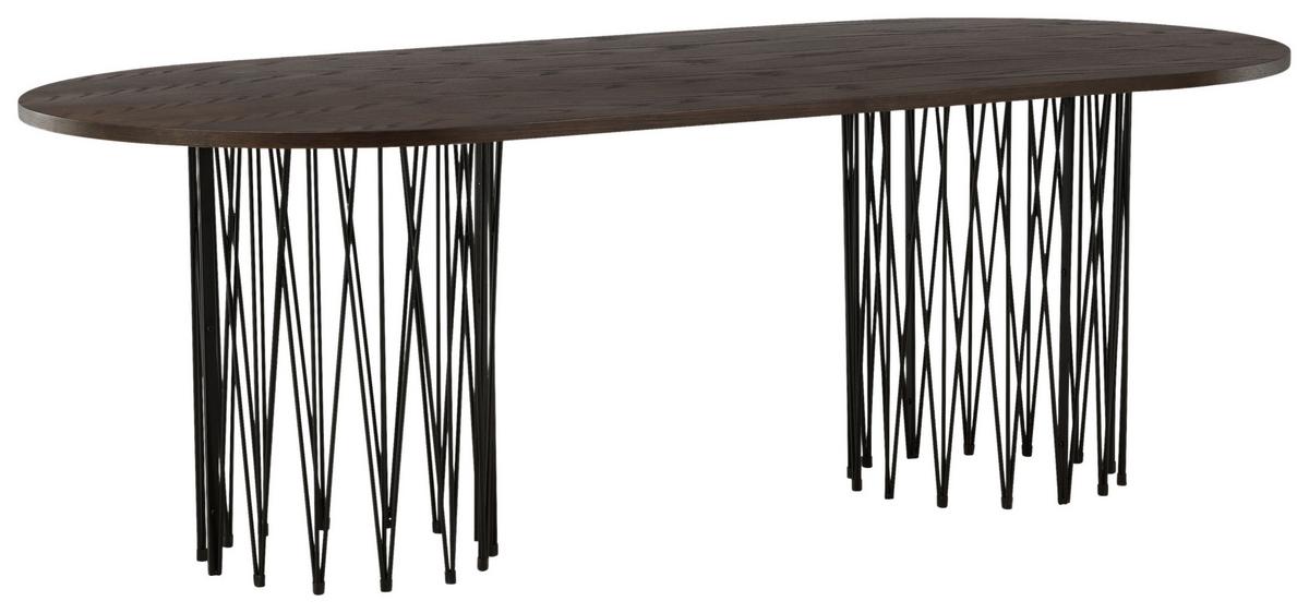 Esstisch Stone - Dunkelbraun/Schwarz, Design, Holz/Metall (220/100/74cm) - Livetastic
