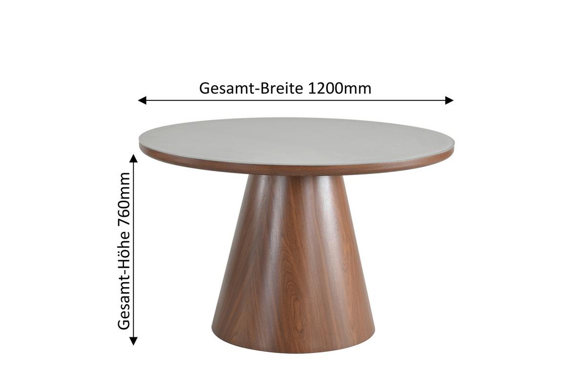 Esstisch Maris Beige/Walnussfarben L: 120 cm - Beige/Walnussfarben, MODERN, Glas/Holzwerkstoff (120/120/75cm) - MID.YOU