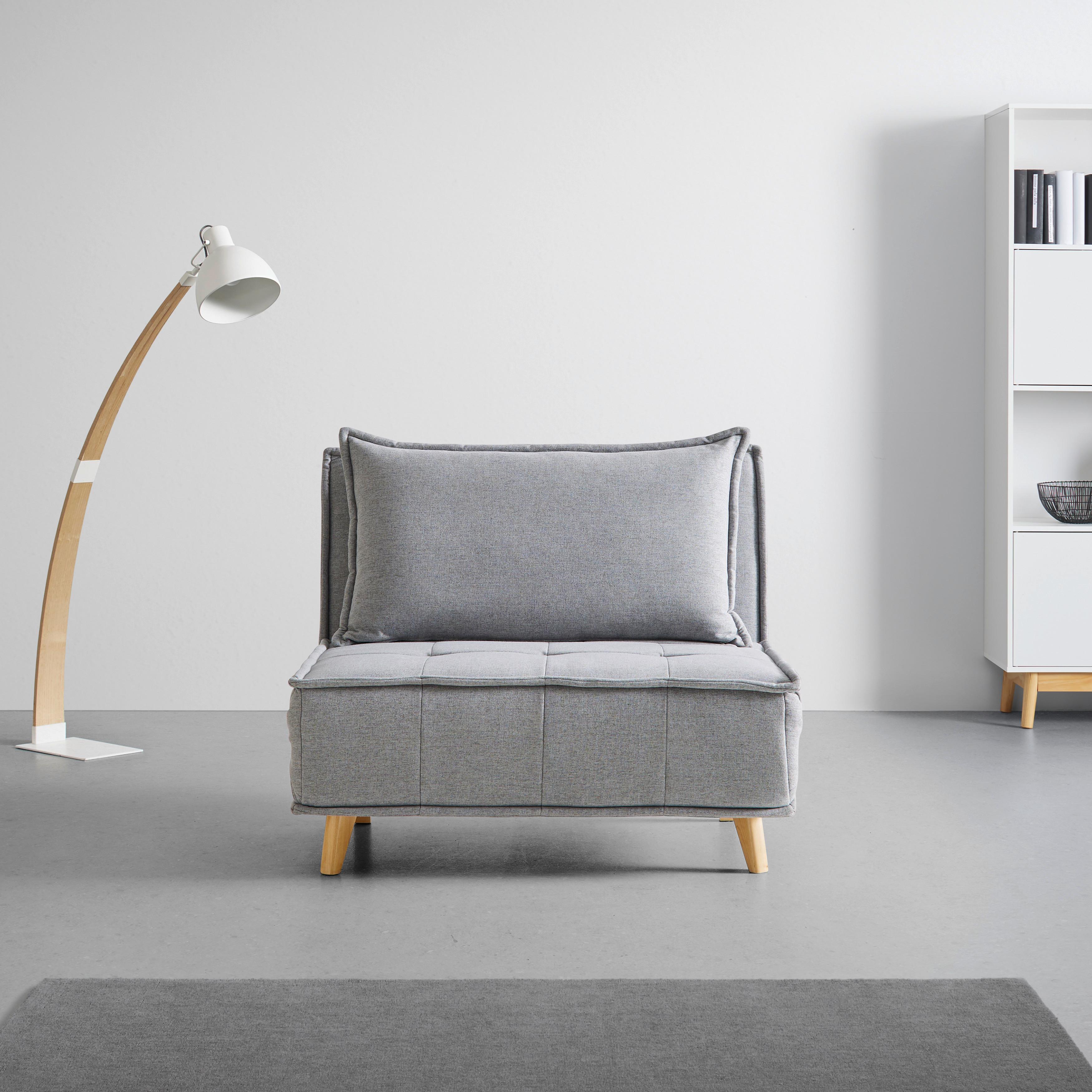 Rozkladacie Kreslo Layla - Sivé - svetlosivá, Moderný, drevo/textil (104/92/84cm) - P & B