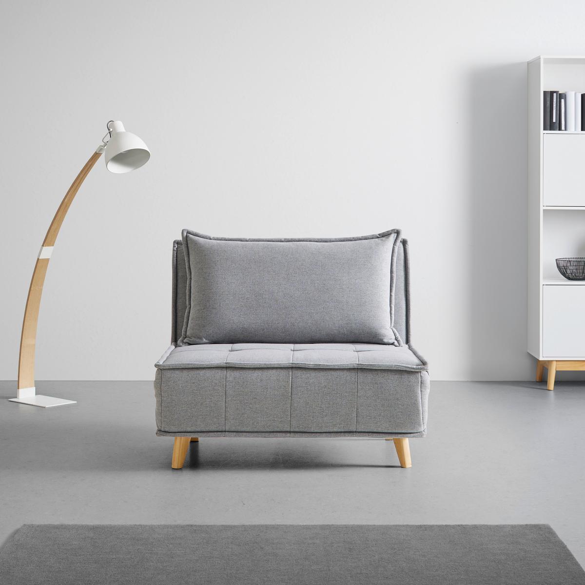Rozkladacie kreslo LAYLA, svetlosivá - prírodná farba/svetlosivá, Modern, drevo/textil (104/92/84cm) - P & B