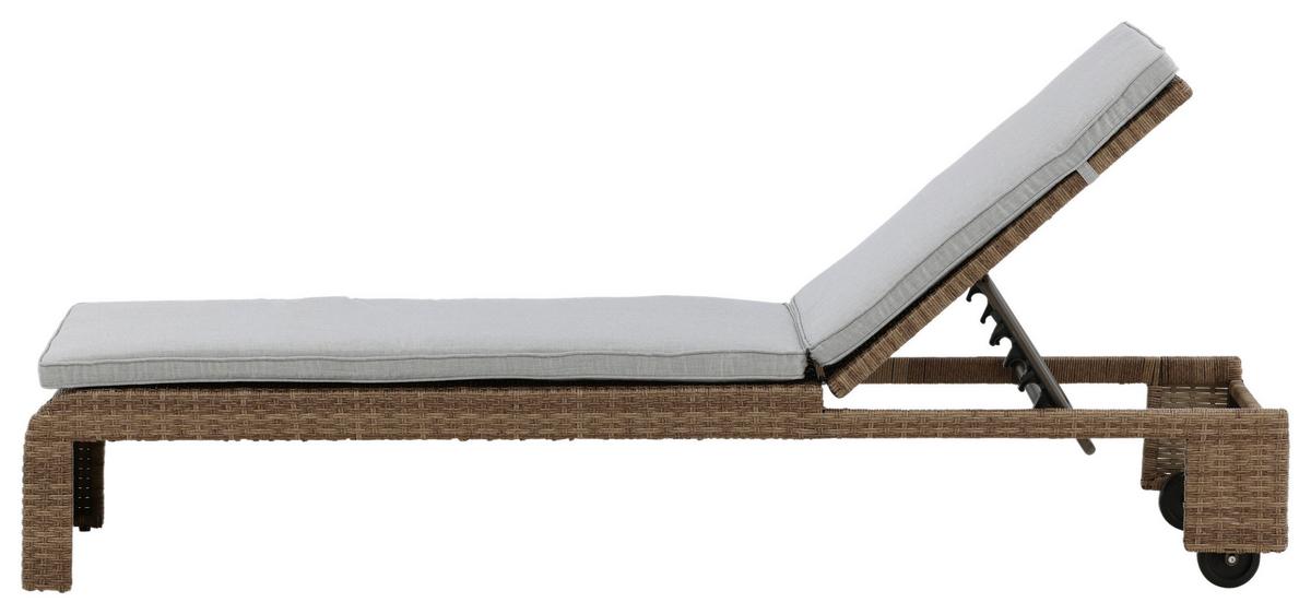 Sonnenliege London - Sandfarben/Hellbraun, KONVENTIONELL, Kunststoff/Textil (60/32/196cm) - Gardenson
