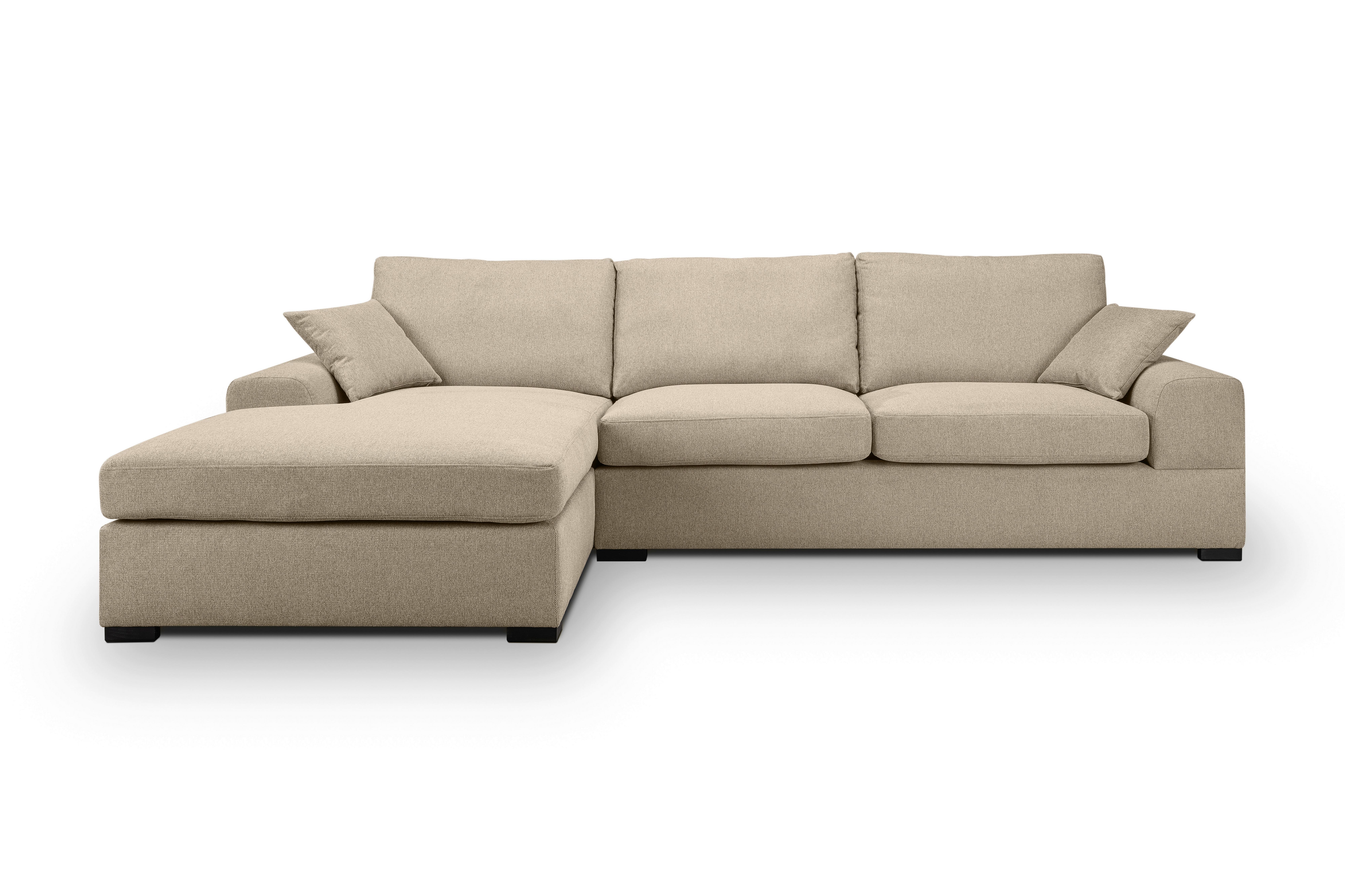 Ecksofa Veda Beige S: 308x186 cm - Beige/Schwarz, Basics, Holz/Textil (308/186cm) - MID.YOU