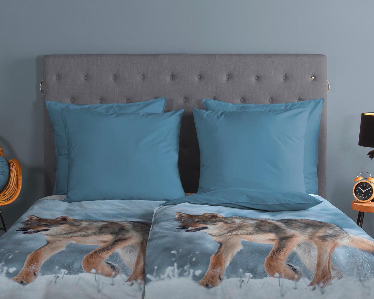 Bettwäsche 140x200 Cm Schneewolf Naturfasesr Grau - Grau, Basics, Textil (140/200cm)