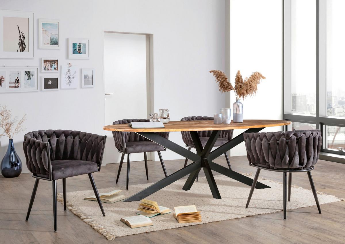 Esstisch Chuck - Schwarz/Naturfarben, Design, Holz/Metall (210/100/73,5cm) - Livetastic