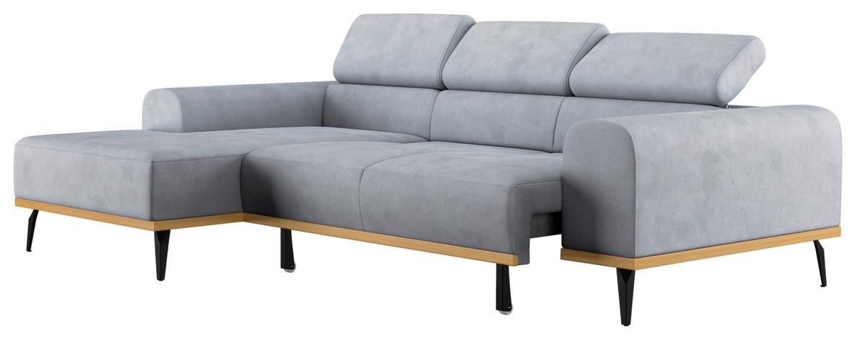 Ecksofa Hellgrau Mit Sitzvorzug S: 157x244 Cm - Hellgrau/Schwarz, KONVENTIONELL, Textil (157/244cm) - Cotta