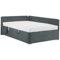 Posteľ Remi s bočnicami 120x200, poťah grafitový - prírodná farba/grafitová, Konventionell, drevo/textil (120/200cm)