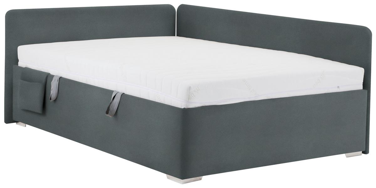 Posteľ Remi s bočnicami 120x200, poťah grafitový - prírodná farba/grafitová, Konventionell, drevo/textil (120/200cm)