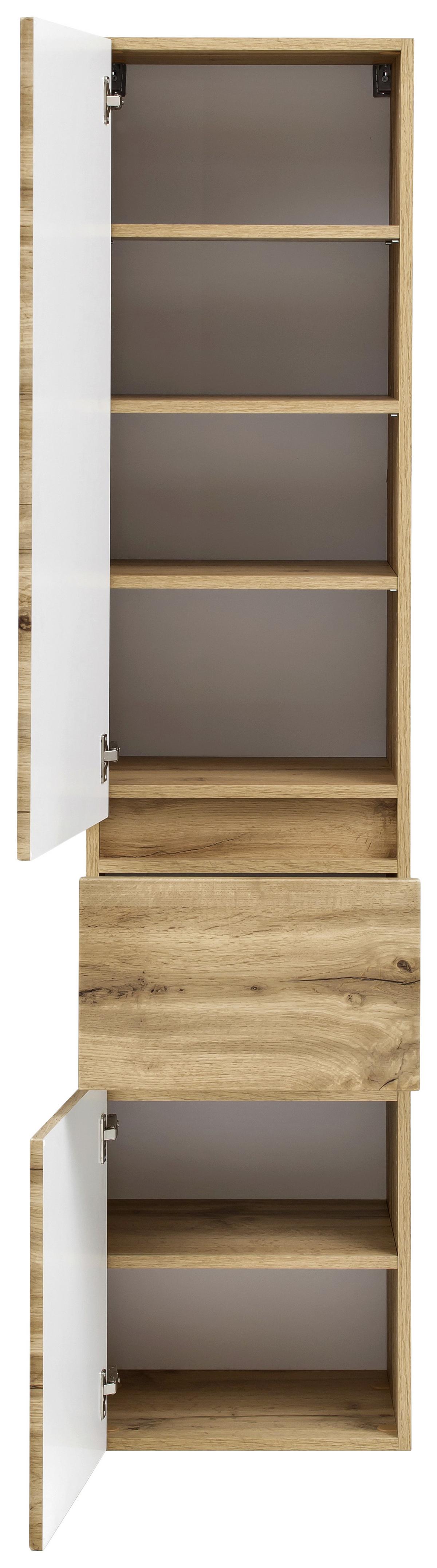 Hochschrank Pienza B: 40 Cm Eiche Wotan Dekor - Silberfarben/Eiche Wotan, MODERN, Holzwerkstoff (40/180/35cm) - Held