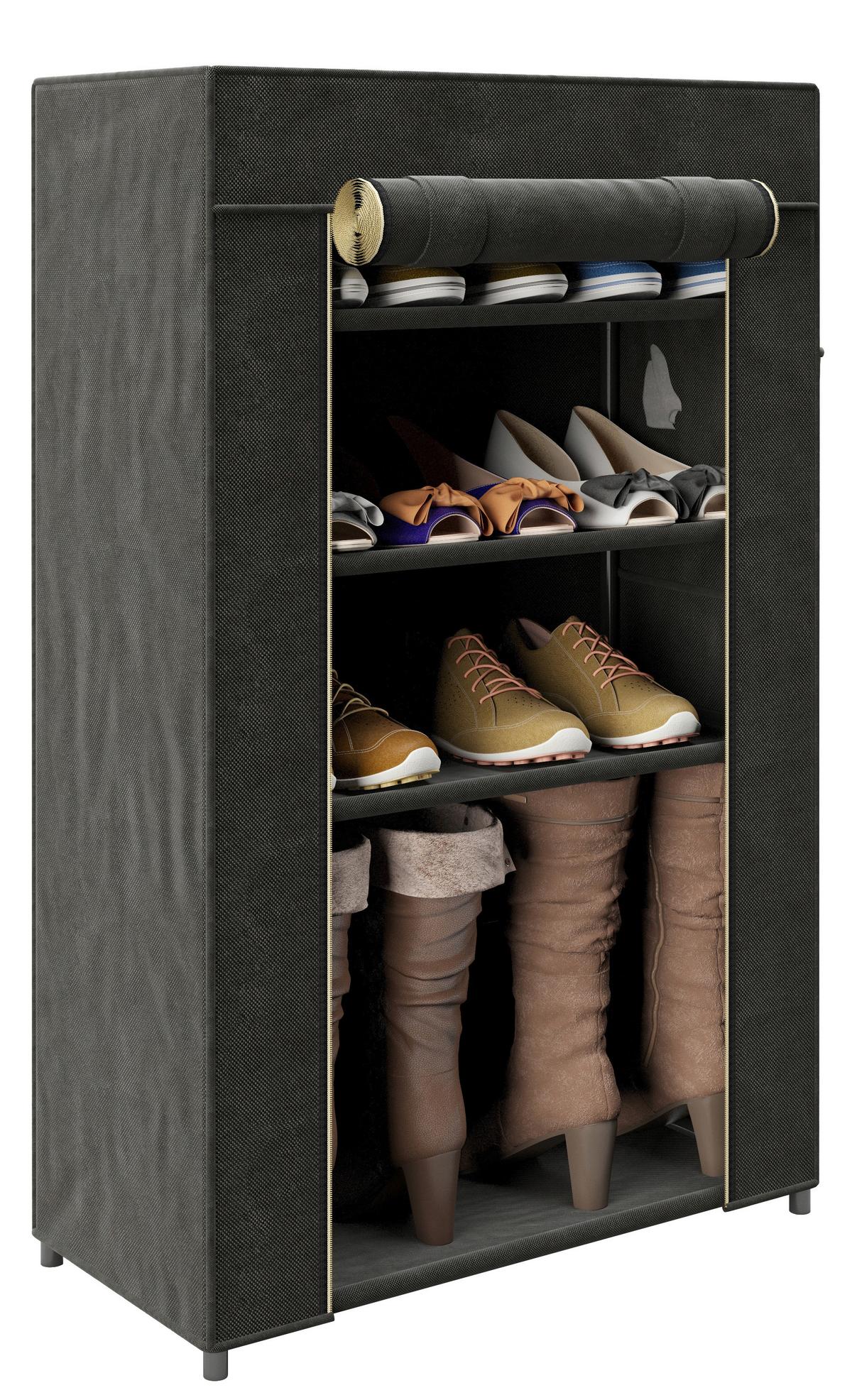 Schuhschrank Tracy Schwarz B: 58 Cm - Schwarz, Basics, Kunststoff/Textil (58/90/28cm) - Playboy