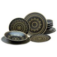 Tafelservice Keramik 4 Personen Geschirr Set - Goldfarben/Schwarz, Keramik (31,5/31,5/37cm) - Creatable
