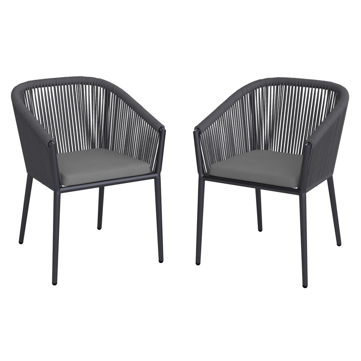 Sada zahradních křesel BENICIA - šedá/tmavě šedá, Moderní, kov/textil (56/76/65cm) - Bessagi Garden