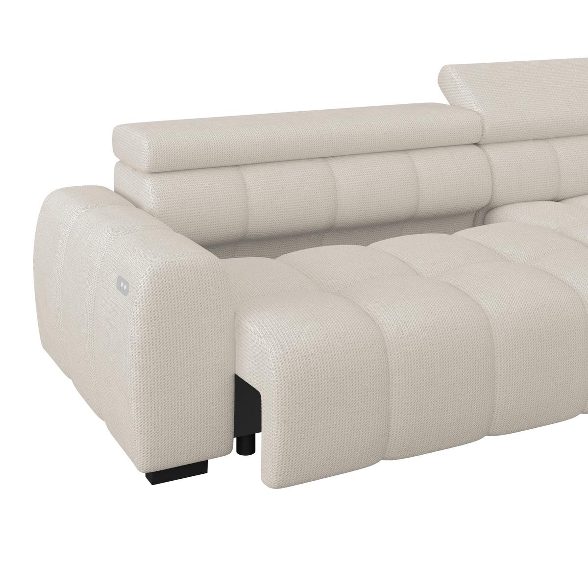 Ecksofa Fargo Elektrischer Cremefarben, B: 285 Cm - Creme/Schwarz, Trend, Textil (285/168cm)