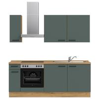 Küchenleerblock Easytouch Low-Line, L5 Links - Dunkelgrün/Eichefarben, MODERN, Holzwerkstoff (210cm) - Nobilia