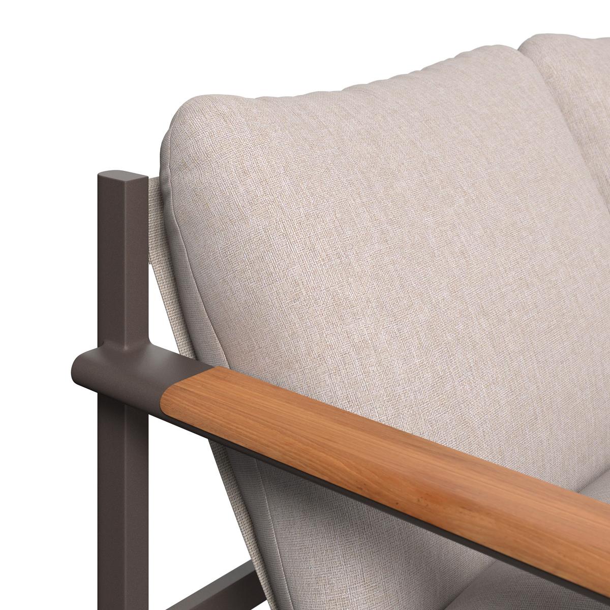 Loungegarnitur Pretoria - Dunkelgrau/Beige, Basics, Glas/Textil - Beldano