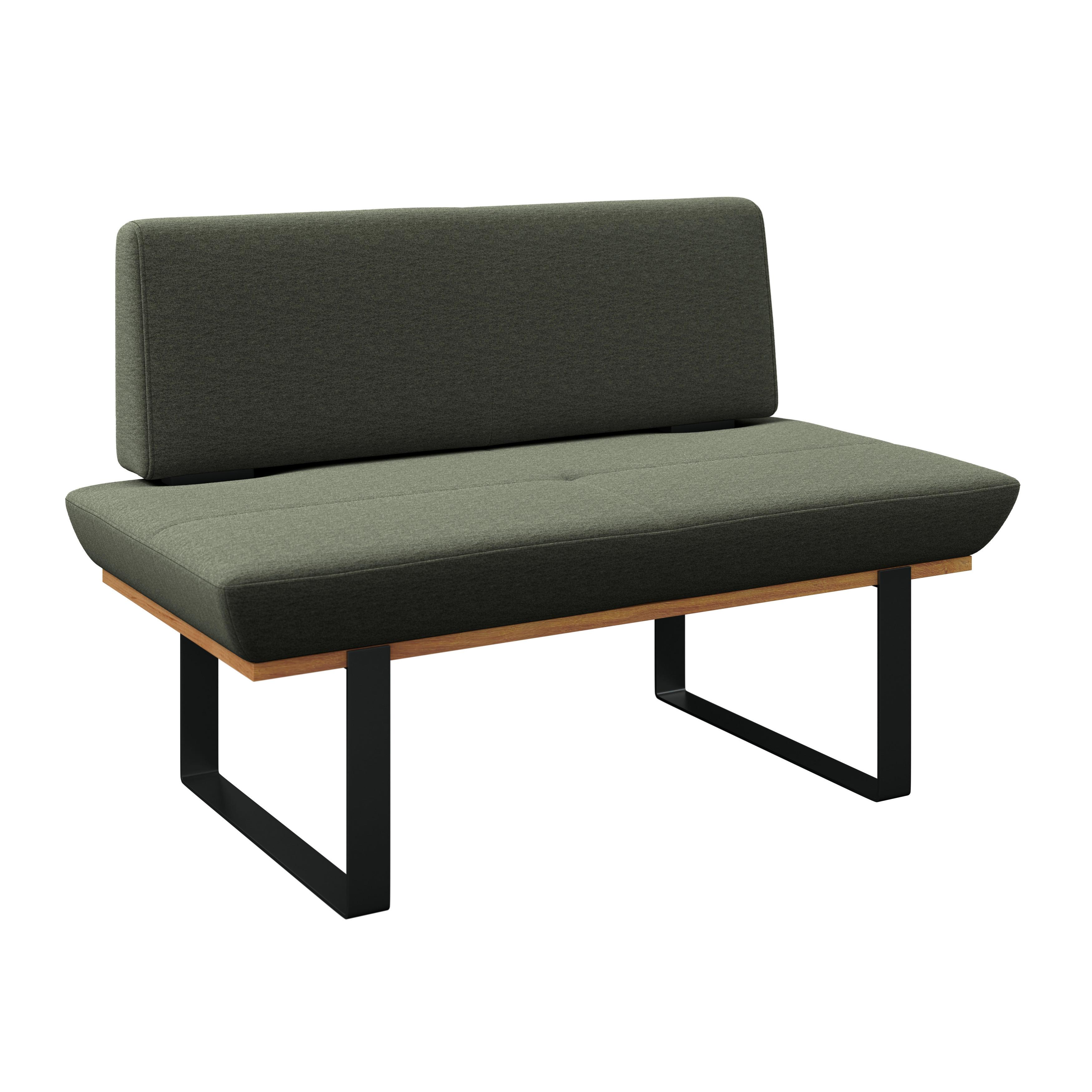 Sitzbank Tristan Webstoff grün, B: 130cm - Schwarz/Grün, MODERN, Holz/Textil (130/48/90cm) - James Wood