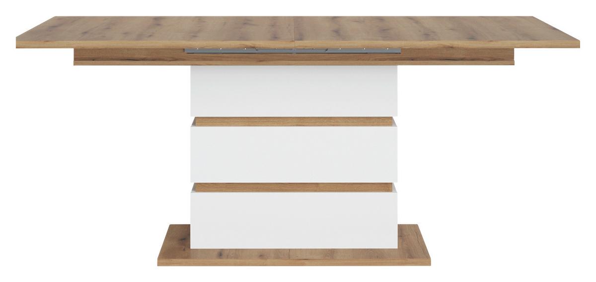 Ausziehtisch Calabria Eiche Dekor Weiß, B: 180-220cm - Eichefarben/Weiß, Trend, Holzwerkstoff (180-220/76,3/90cm)