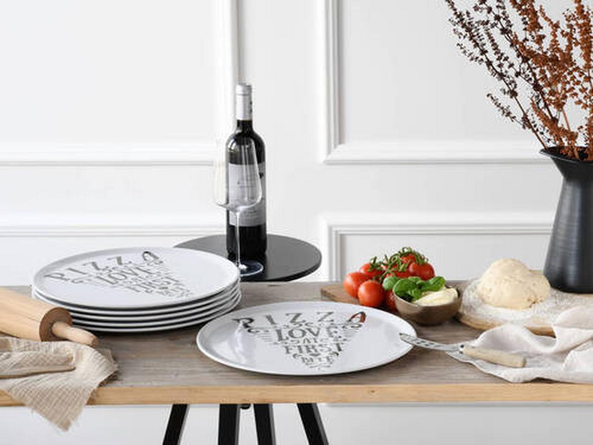 Tanier na pizzu PIZZA LOVE, 6-dielny - biela, Trend, keramika (33cm) - Creatable