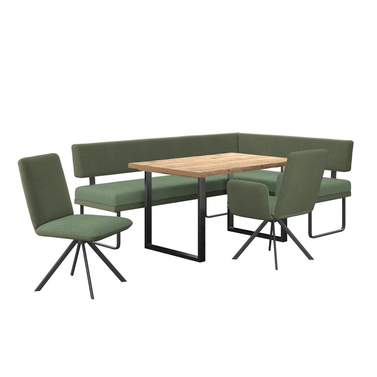 Eckbank Kian Webstoff Grün, S: 233x164cm - Schwarz/Grün, Trend, Textil/Metall (233/164cm)