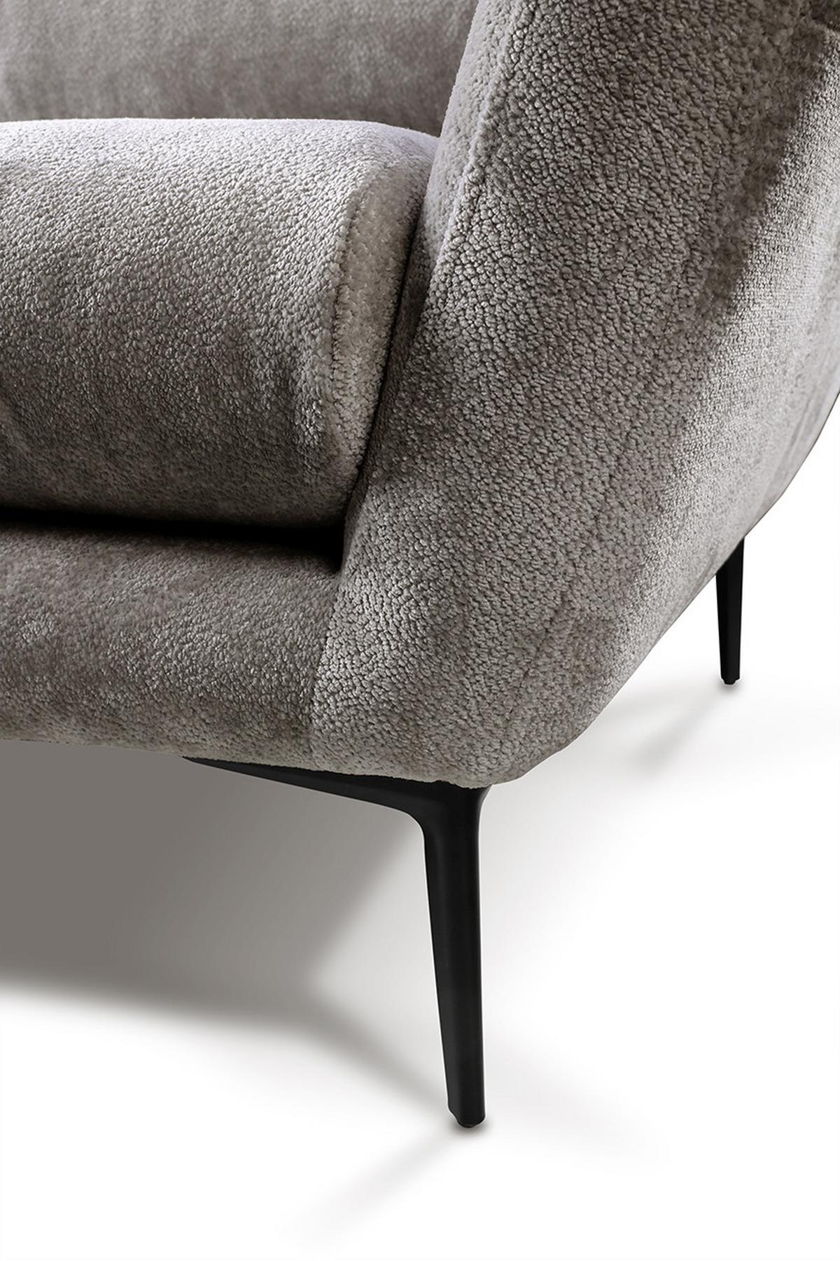 Sofa Ankona Grau/Schwarz, 225 cm - Schwarz/Grau, Design, Textil (225/86/95cm) - MID.YOU
