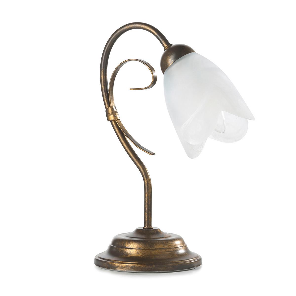 Tischleuchte Odino Braun D: 25 cm - Braun/Weiß, KONVENTIONELL, Glas/Kunststoff (25/35cm)