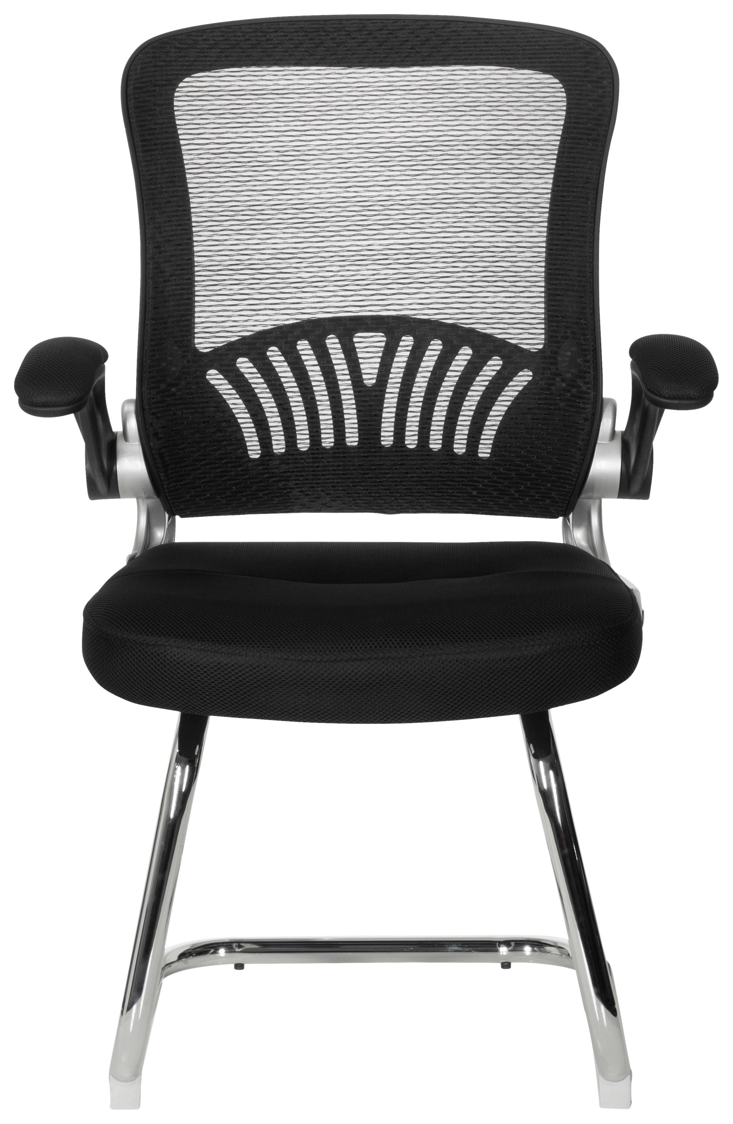 Besucherstuhl Flyer Pro V Schwarz - Chromfarben/Schwarz, MODERN, Textil/Metall (64/103/64cm) - MID.YOU