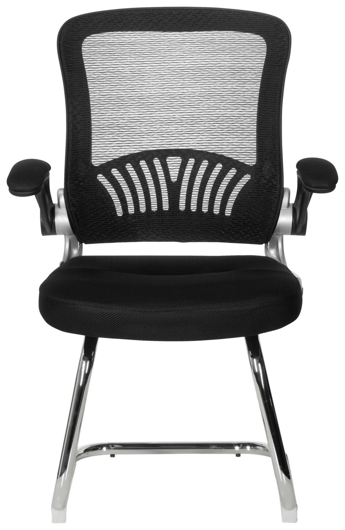 Besucherstuhl Flyer Pro V Schwarz - Chromfarben/Schwarz, MODERN, Textil/Metall (64/103/64cm) - MID.YOU