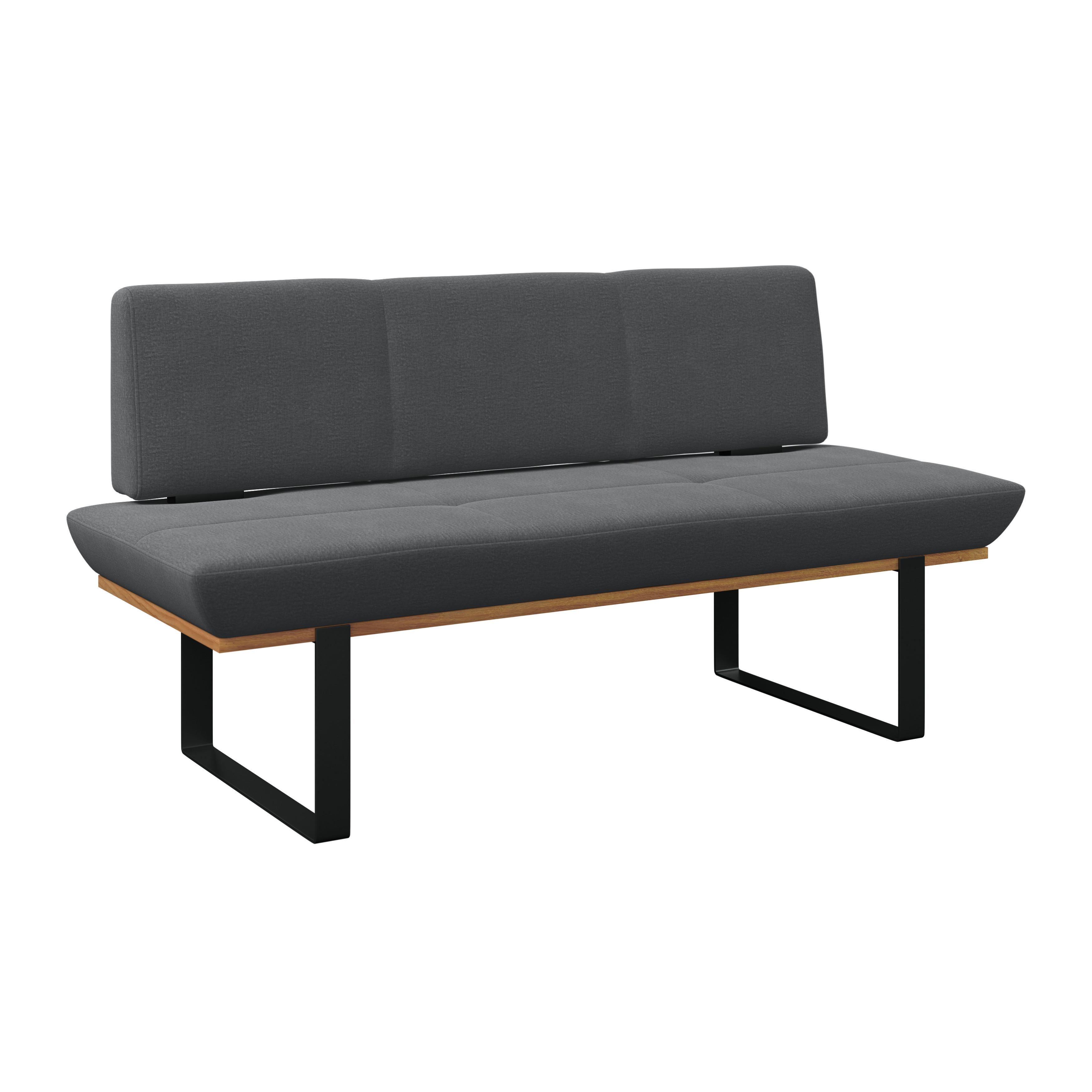 Sitzbank Tristan Webstoff schwarz, B: 170cm - Schwarz, MODERN, Holz/Textil (170/48/90cm) - James Wood