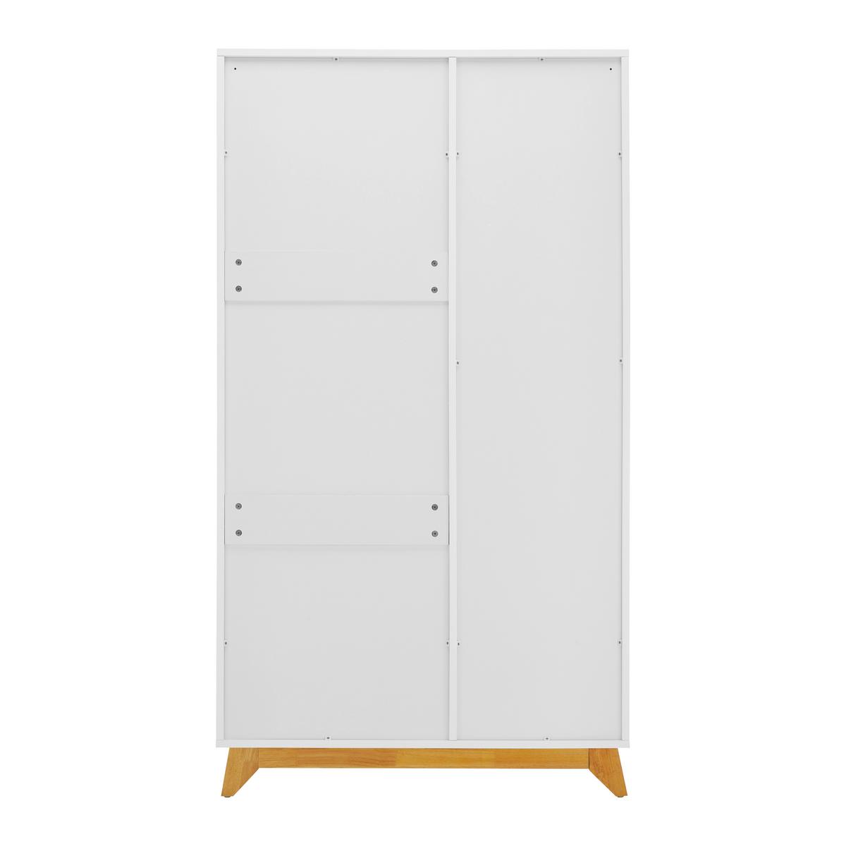 Šatní skříň MILAN 100cm - bílá/přírodní barvy, Moderní, dřevo (100/180/52cm) - Modern Living