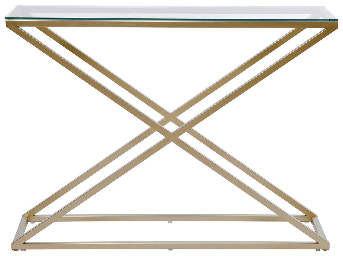 Konsolentisch Xtra Console Goldfarben/klar B: 30 Cm - Klar/Goldfarben, MODERN, Glas/Metall (100/30/74cm) - Livetastic