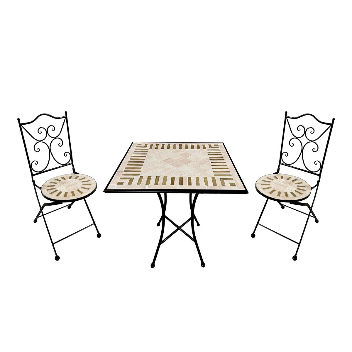 Gartenset Camilla Toscane - Schwarz/Braun, Basics, Keramik/Metall (60/60/75cm) - Ambia Garden