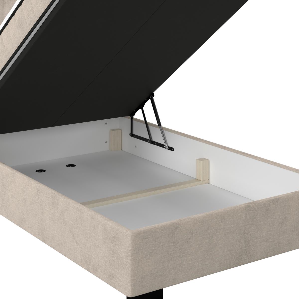 Boxbett Maya inkl. Bettkasten Sandfarben 140x220 cm - Sandfarben/Schwarz, MODERN, Holz/Holzwerkstoff (140/220cm)
