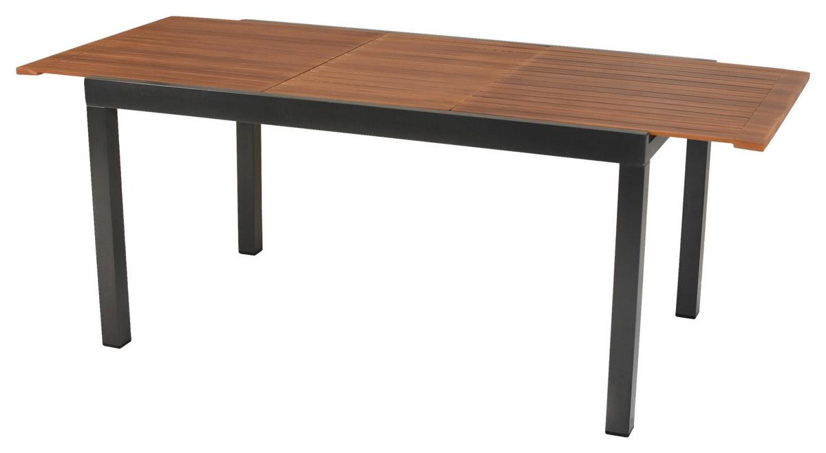 Gartentisch Ausziehtisch 150 (200) X 90 cm - Graphitfarben/Naturfarben, MODERN, Holzwerkstoff/Metall (150/90/76,5cm) - Gardenson