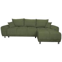 ECKSCHLAFSOFA Ramon, Dunkelgrün S: 296x182cm - Chromfarben/Dunkelgrün, Trend, Textil (296/182cm)