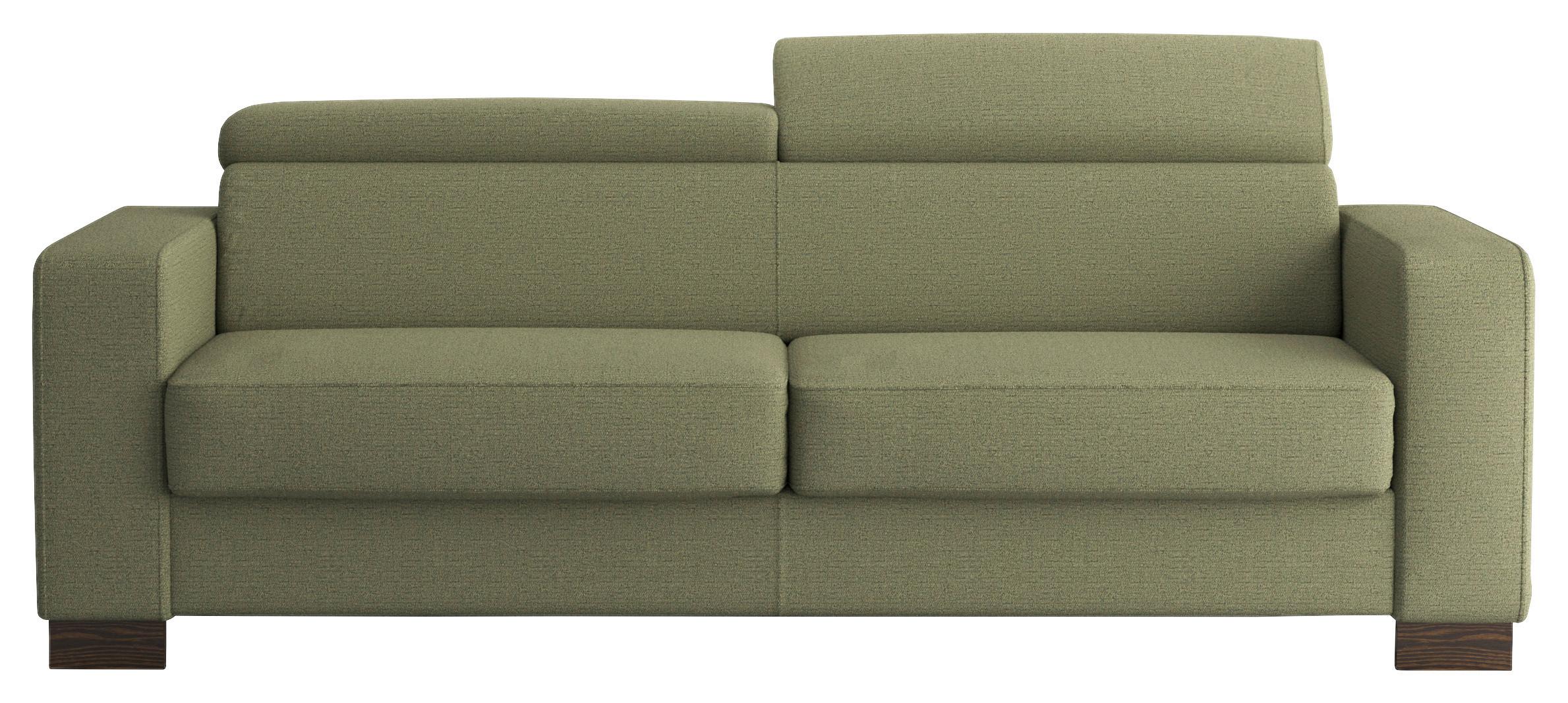 Rozkládací pohovka TREVISO, olivově zelená, s lůžkem - olivově zelená, Basics, dřevo (222/80-100/101cm)
