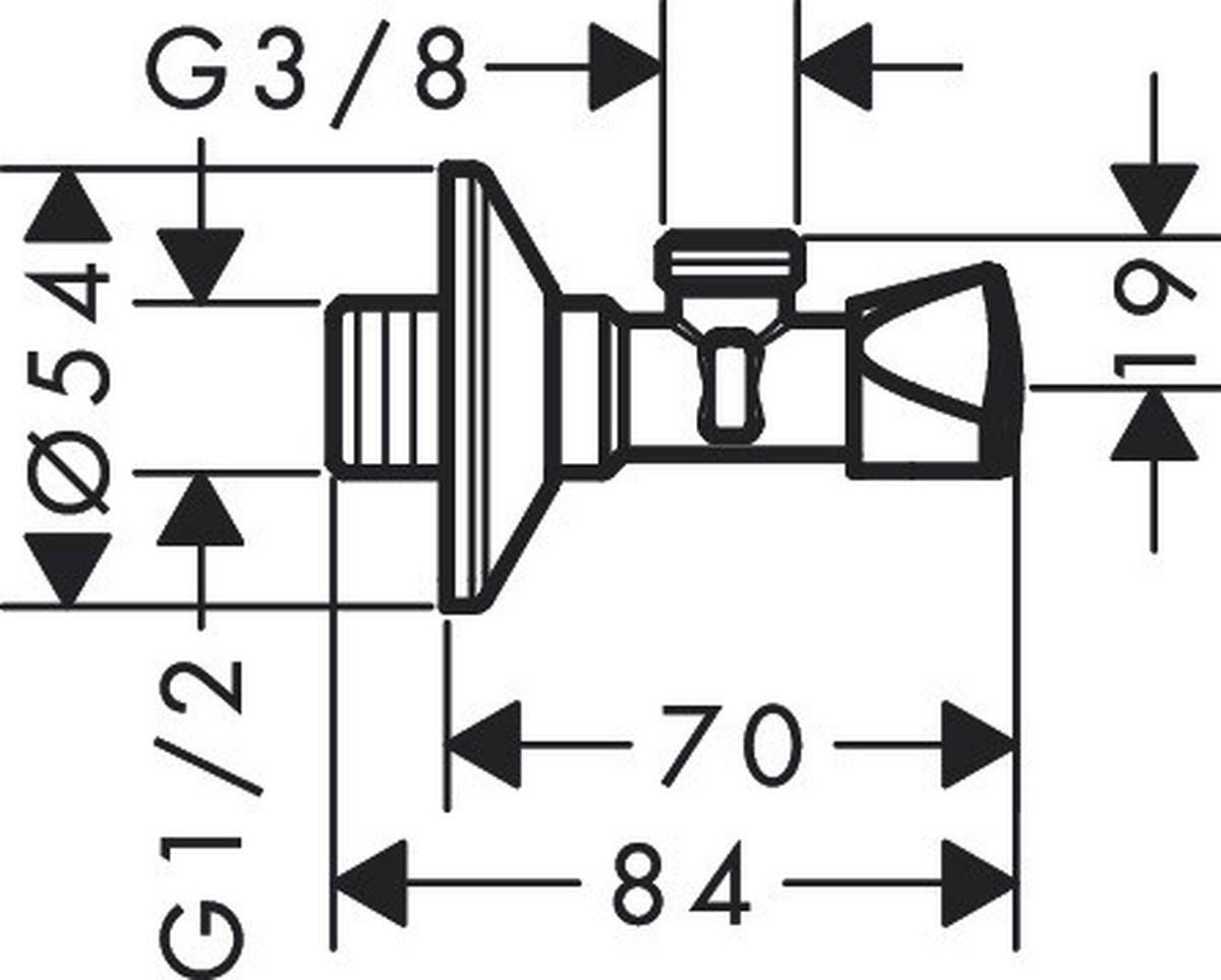 Eckventil Hg E-Design Chrom - Chromfarben, Basics, Metall (5,4/8,1/7,5cm) - Hansgrohe