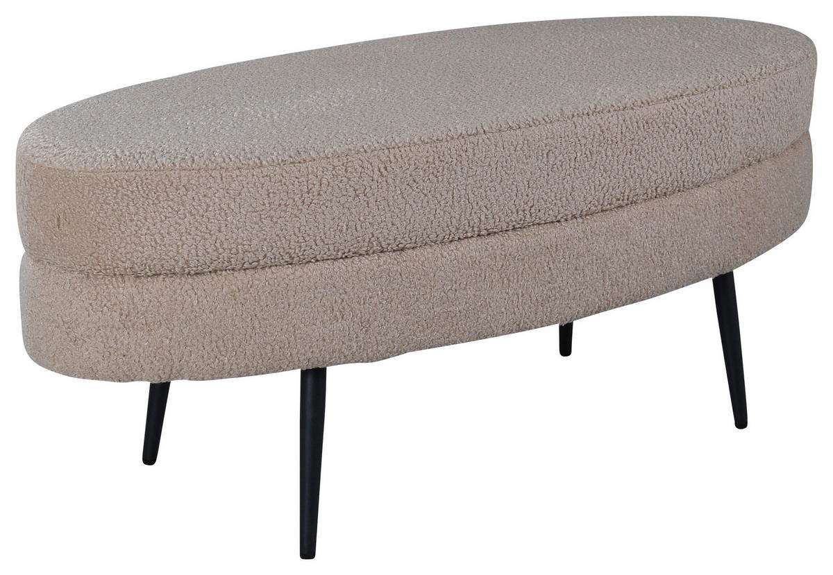 Hockerbank Otto - Beige/Schwarz, Design, Textil/Metall (100/41/40cm) - Livetastic