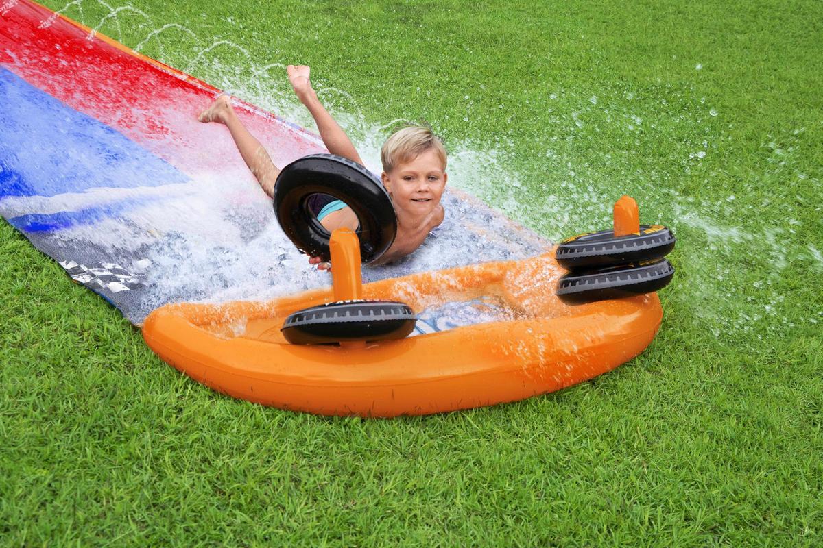 Wasserrutsche Splashy Speedway L: 488 cm - Blau/Rot, Basics, Kunststoff (1/488cm) - Bestway