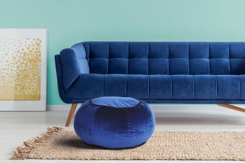 Pouf Taj Mahal Dxh: 65x35 Cm Samt Blau Mit Reißverschluss - Blau, MODERN, Textil (65/35/65cm) - Kayoom