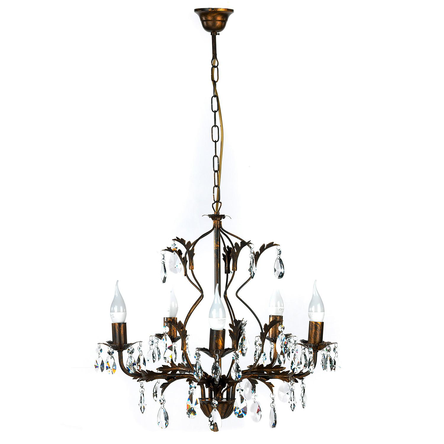 Kristall-Hängeleuchte 4670/5 - Bronzefarben, KONVENTIONELL, Glas/Metall (53/100cm)