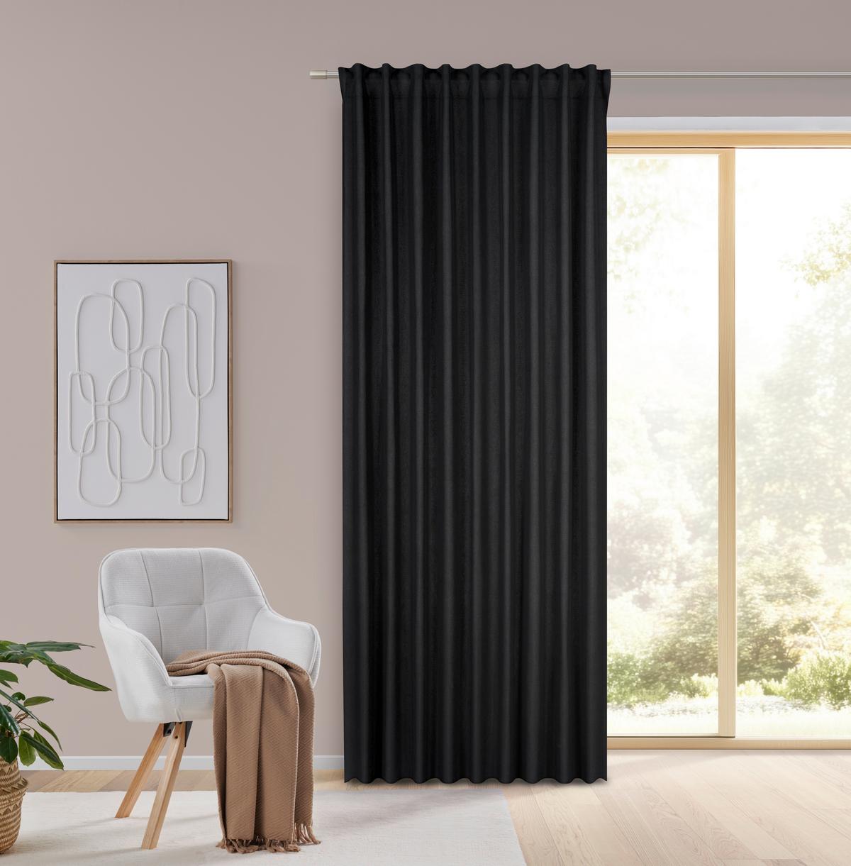HOTOVÝ ZÁVĚS ULRICH -EXT- -TOP- - černá, textil (135/245cm) - Modern Living