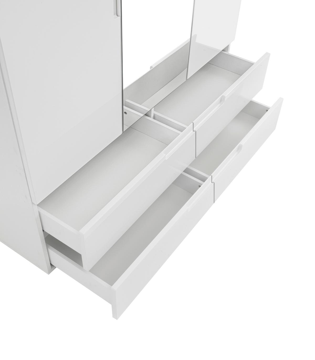 SKRIŇA S OTOČNÝMI DVERAMI FUN - biela/biela s vysokým leskom, Konventionell, kompozitné drevo/sklo (126/208/57cm) - Mömax