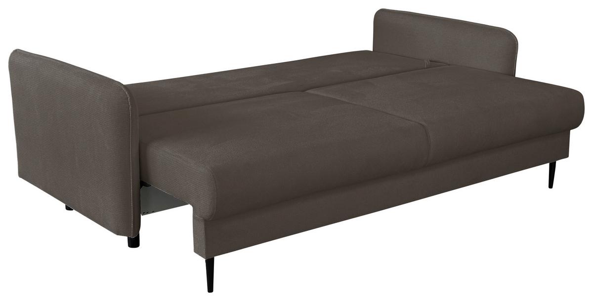 Schlafsofa Carine Mit Bettkasten Graubraun B: 216 Cm - Graubraun/Schwarz, Design, Textil (216/96/102cm) - MID.YOU