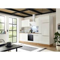 Küchenzeile mit Geräten B: 310 cm Weiß/Eiche Dekor - Weiß Hochglanz/Weiß, LIFESTYLE, Holzwerkstoff (310/211/60cm) - Respekta