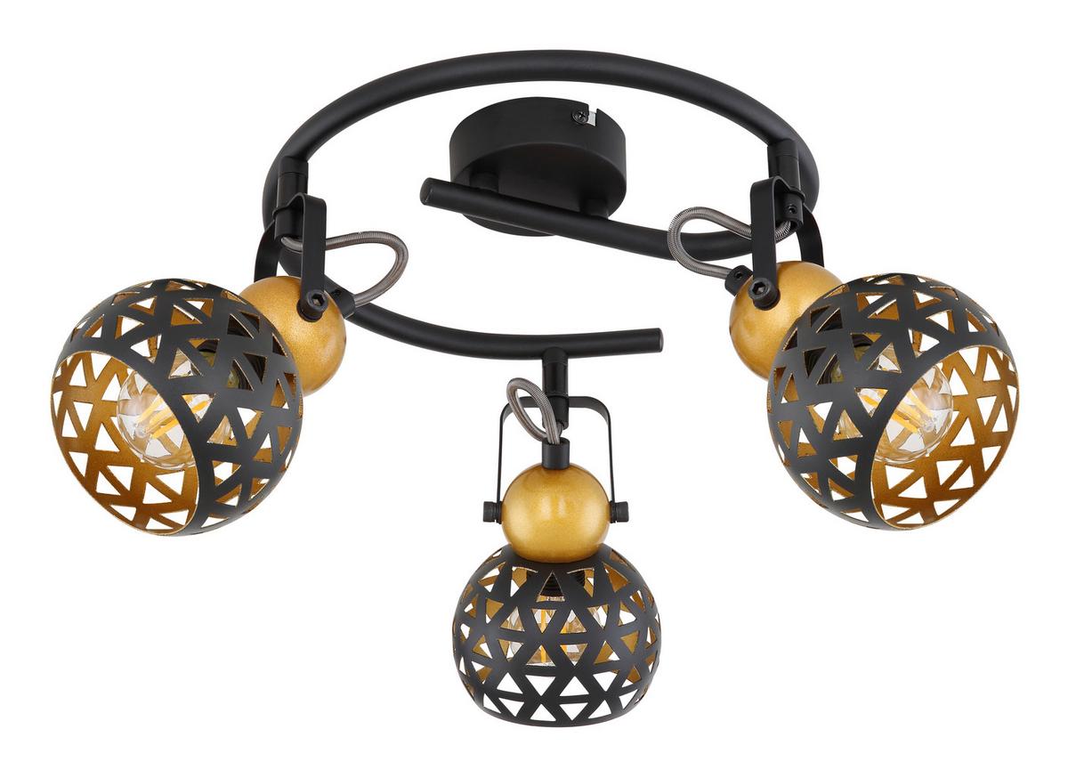 Strahler Sarra 3-flammig Verstellbar Ø 25 Cm - Goldfarben/Schwarz, Basics, Metall (25/17,5cm) - Globo