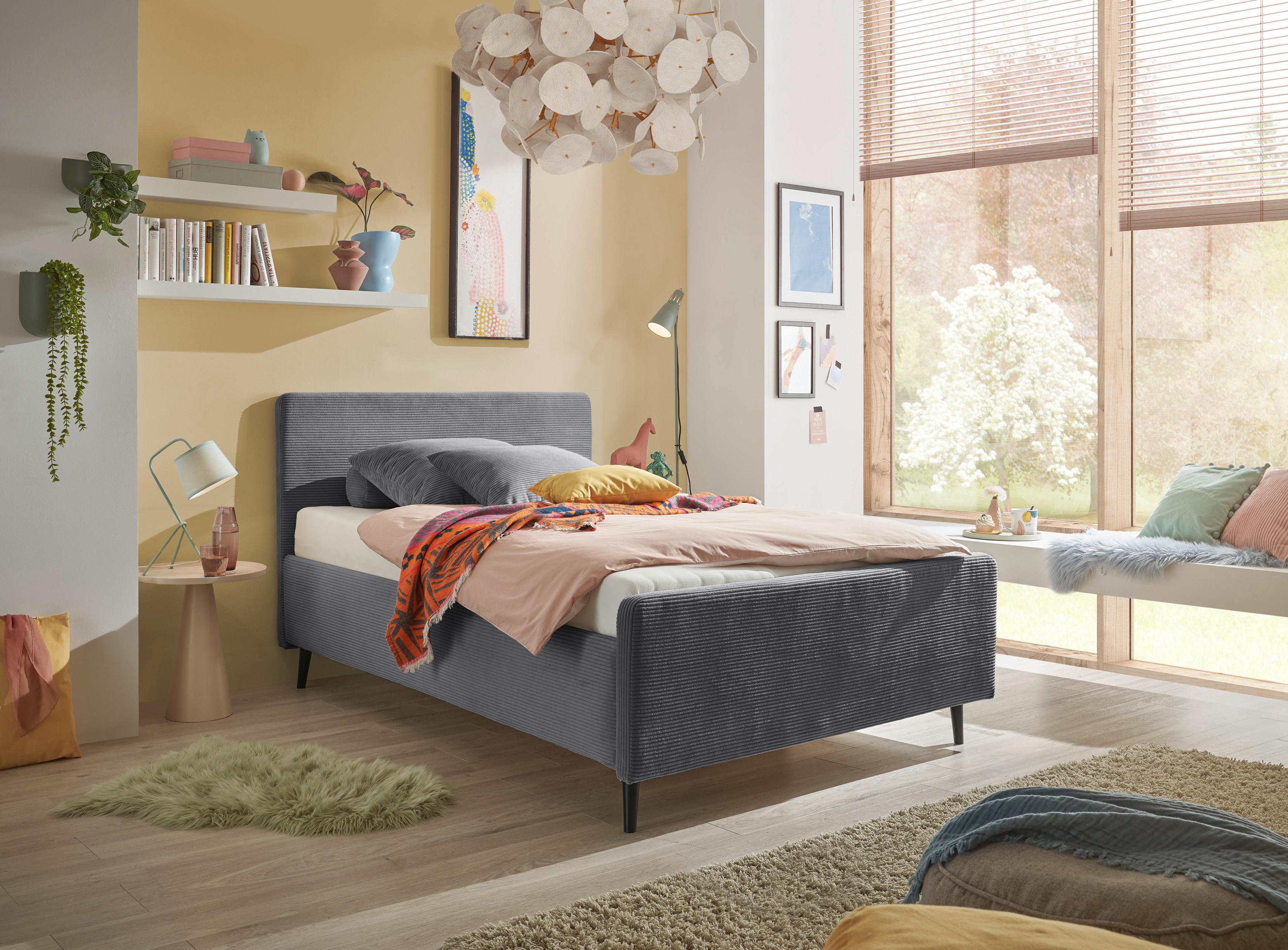 Polsterbett Peach - Dunkelgrau/Schwarz, MODERN, Holzwerkstoff/Textil (120/200cm) - MID.YOU