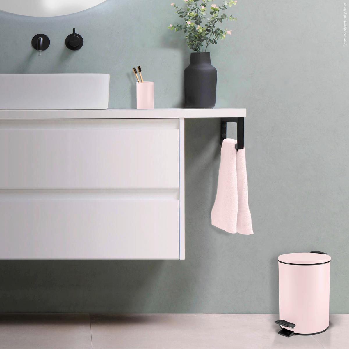 TRETEIMER ADELAR - Hellrosa/Schwarz, Basics, Kunststoff/Metall (16.80/16.80/22.80cm) - Spirella