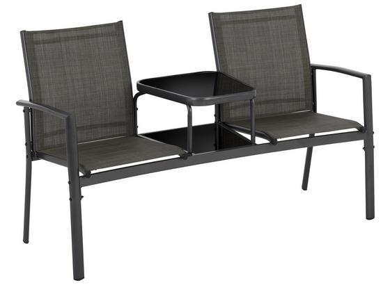 Balkonmöbel Set Olivia Stahl, Textilene - Schwarz/Grau, MODERN, Glas/Textil (146/89/60cm) - Ombra