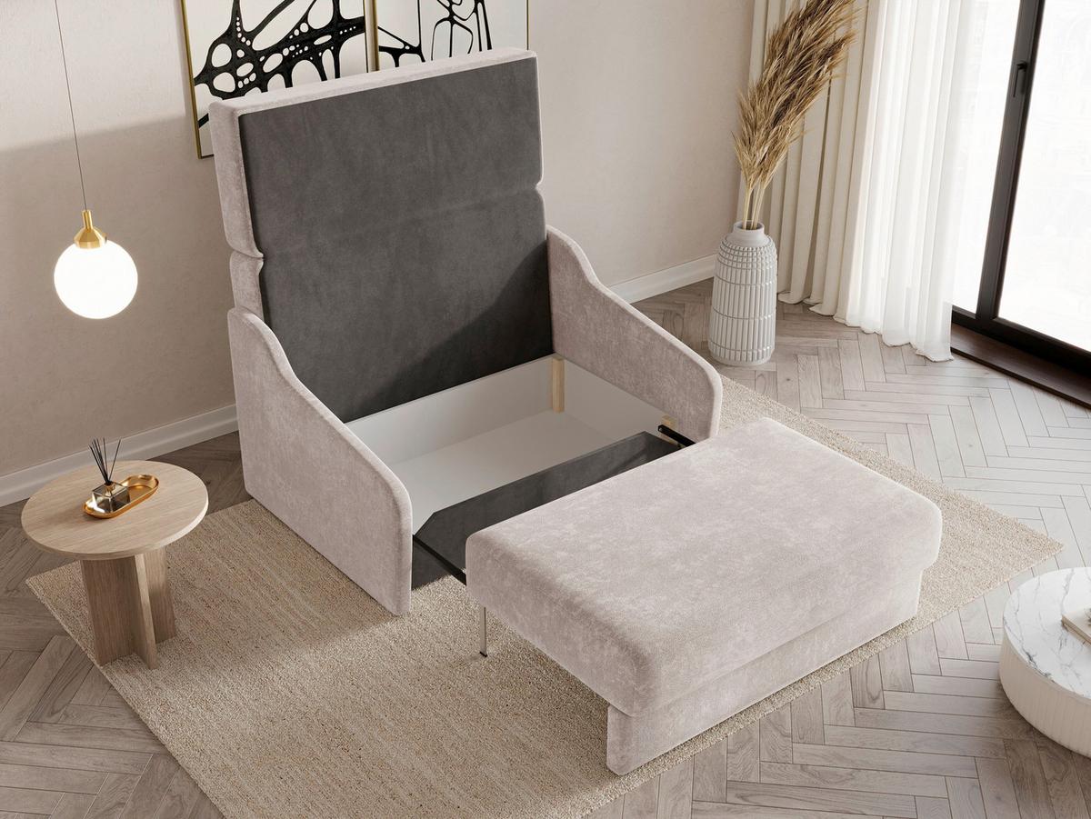Schlafsofa Fly Beige, B: 136 cm - Beige/Creme, Design, Textil (136/86/113cm) - MID.YOU